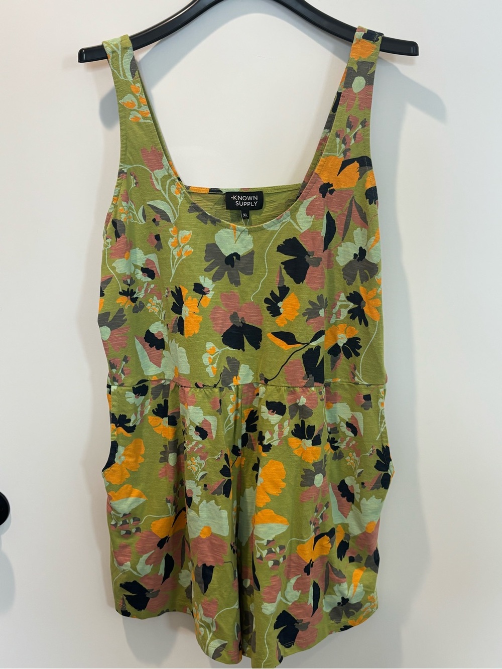 Known Supply Green Floral One-Piece Romper